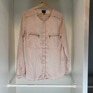 Massimo Soft Pink Button Down Blouse Size Large